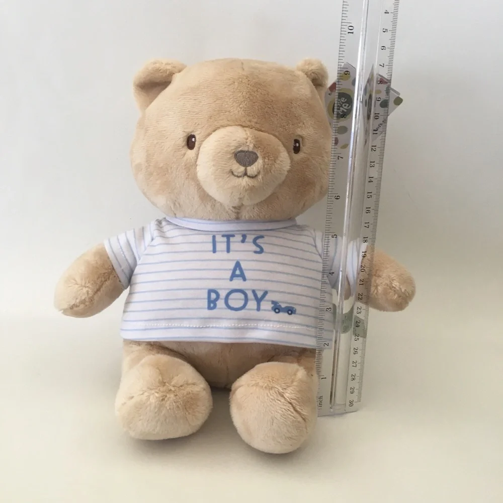 Plush Bear Baby Gift - Beige Bear with Blue “It's A Boy' Shirt” NEW | Little Me